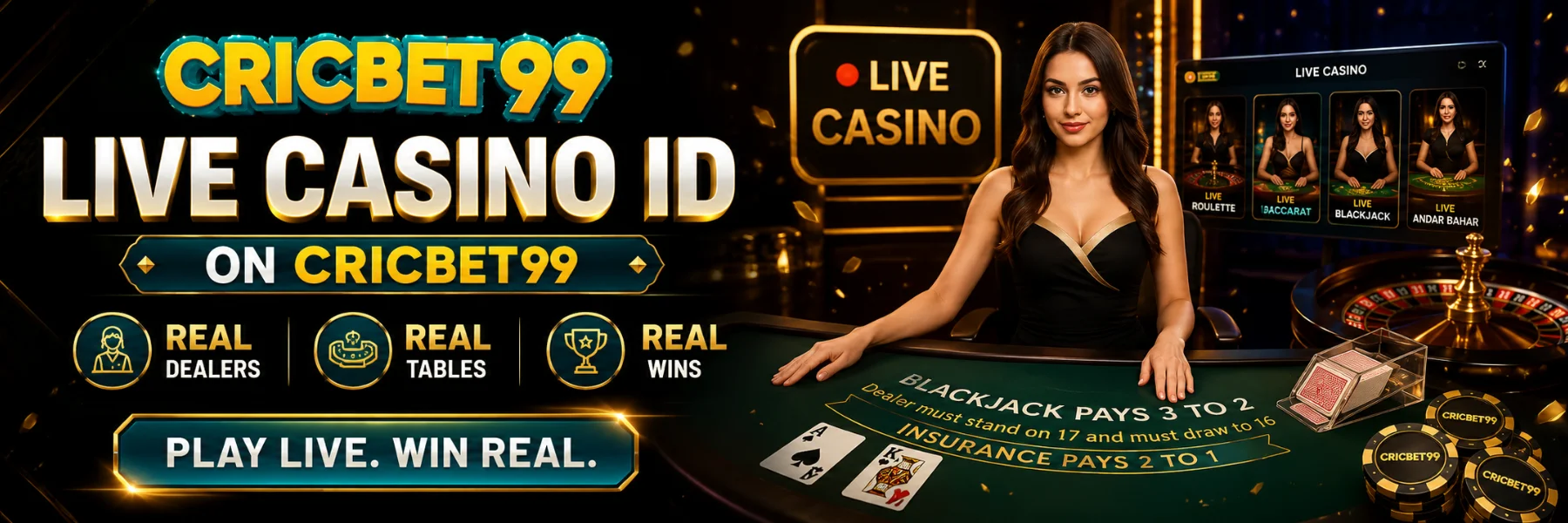 Live Casino ID on Cricbet99 Banner